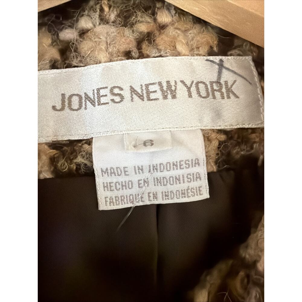 Vtg Y2K Jones New York Brown Long Sleeve Button Up Tweed Blazer #1588 Size SM - Picture 6 of 6